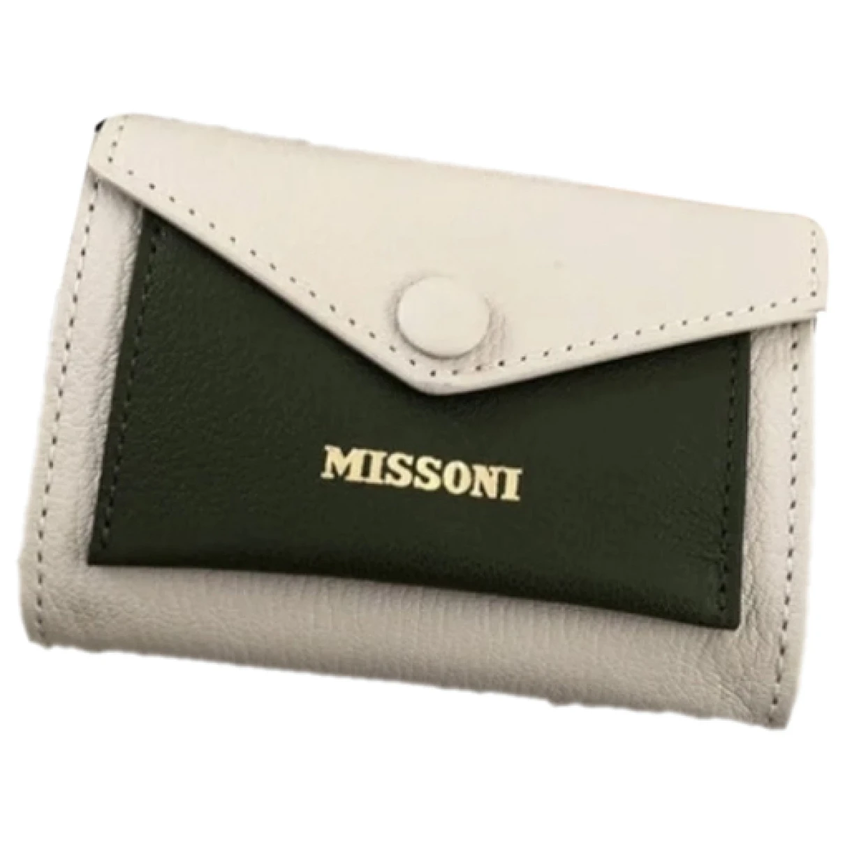 Pre-owned Missoni Leather Card Wallet In Beige