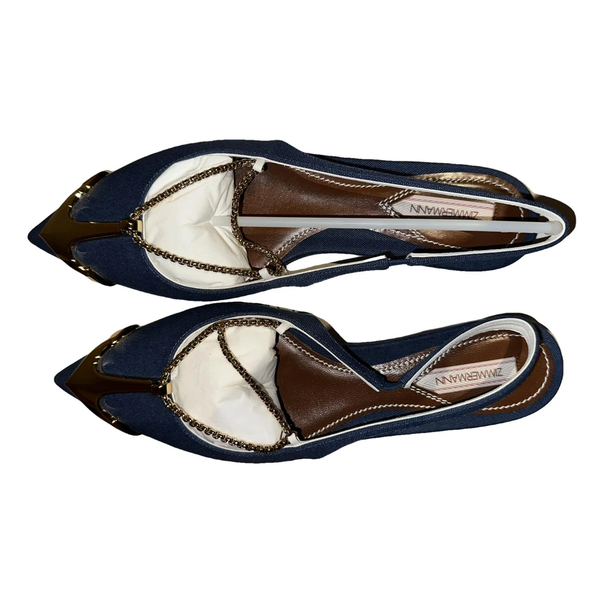 Pre-owned Zimmermann Leather Flats In Navy