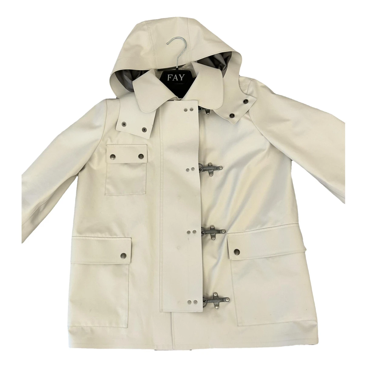 Pre-owned Fay Trench Coat In White
