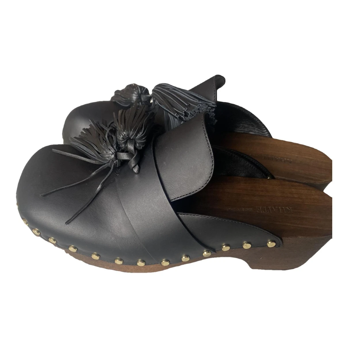 Pre-owned Khaite Leather Mules & Clogs In Black