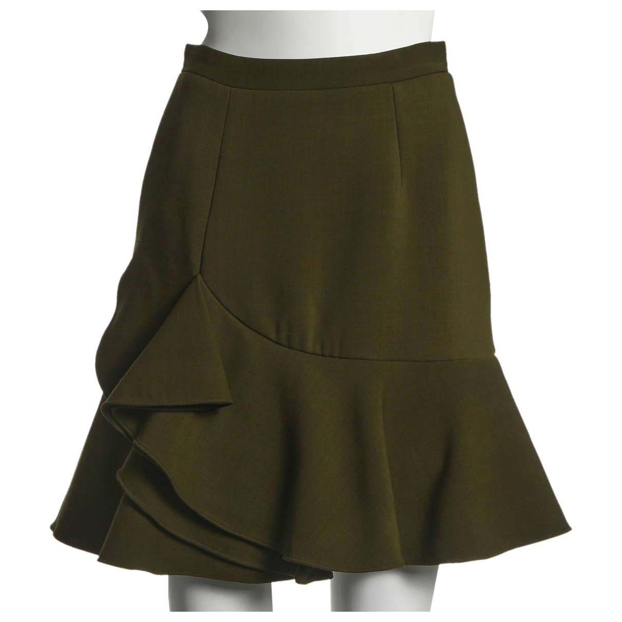 Pre-owned Alexander Mcqueen Wool Mini Skirt In Khaki