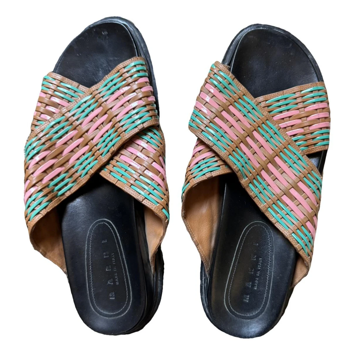 Pre-owned Marni Leather Mules In Multicolour