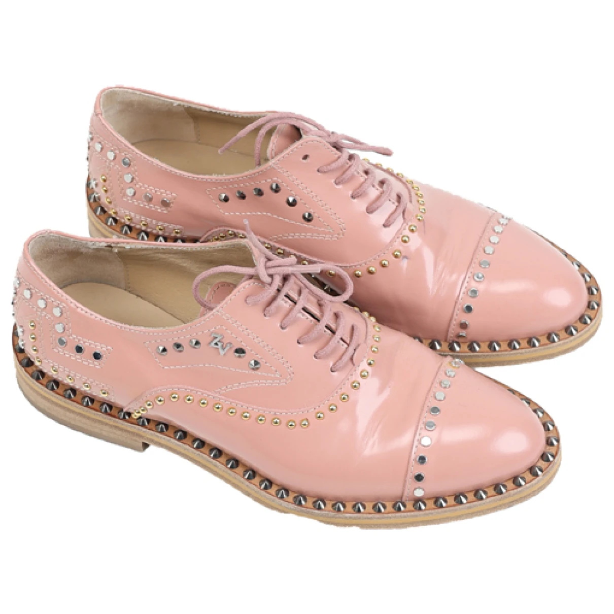 Pre-owned Zadig & Voltaire Patent Leather Lace Ups In Pink