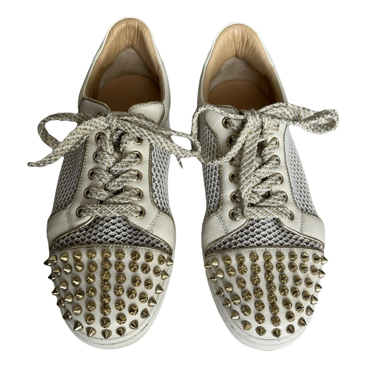Pre-owned Christian Louboutin Gondolita Leather Trainers In White