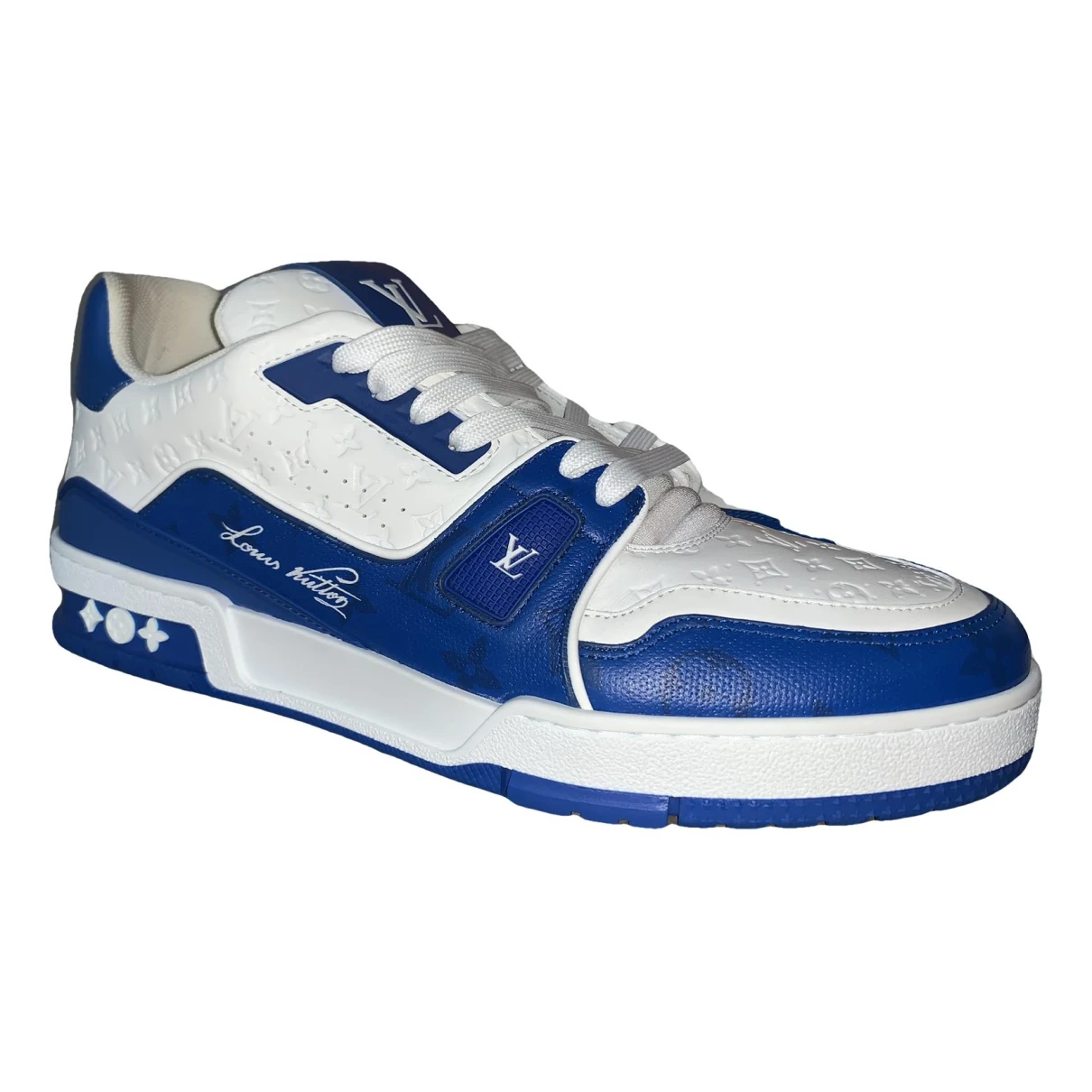 Pre-owned Louis Vuitton Lv Trainer Leather Low Trainers In Blue
