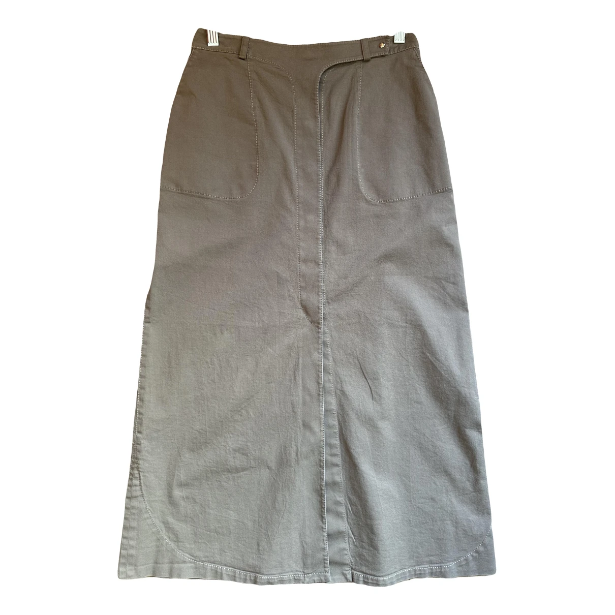 Pre-owned Mugler Maxi Skirt In Khaki