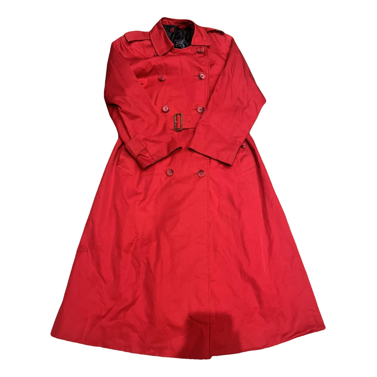 Pre-owned Burberry Wool Trench Coat In Red