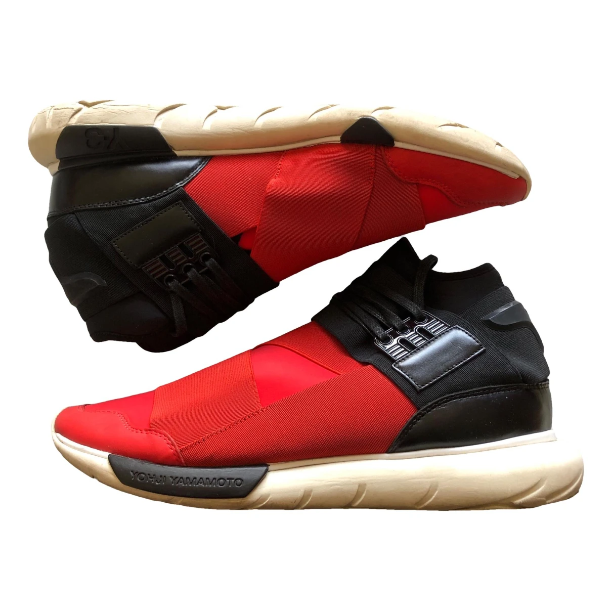 Pre-owned Y-3 Cloth Trainers In Red