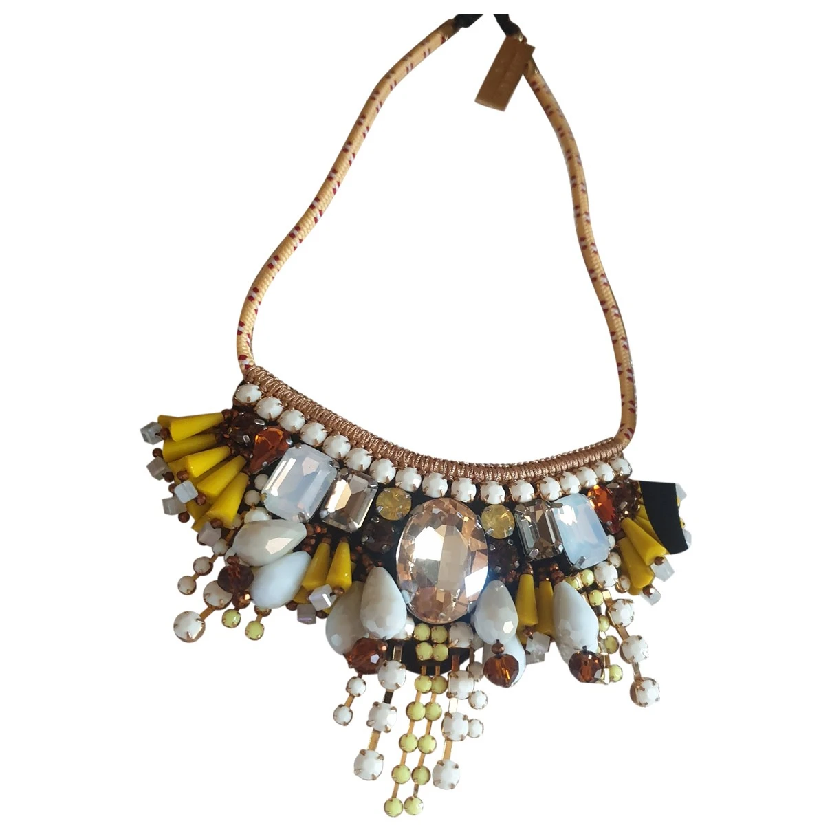 Pre-owned Max Mara Crystal Necklace In Yellow