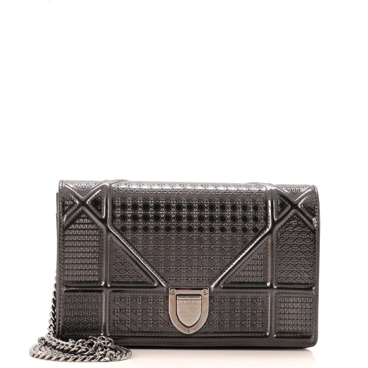 Pre-owned Dior Patent Leather Clutch Bag In Metallic