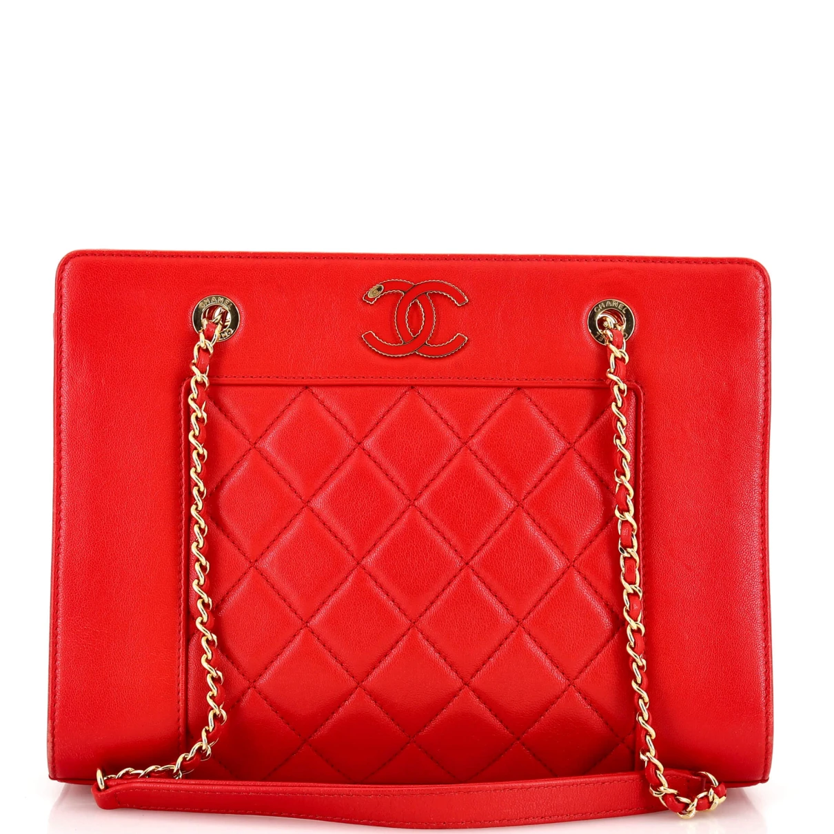 Pre-owned Chanel Leather Tote In Red
