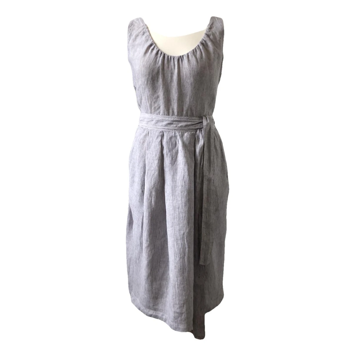 Pre-owned Margaret Howell Linen Mid-length Dress In Grey