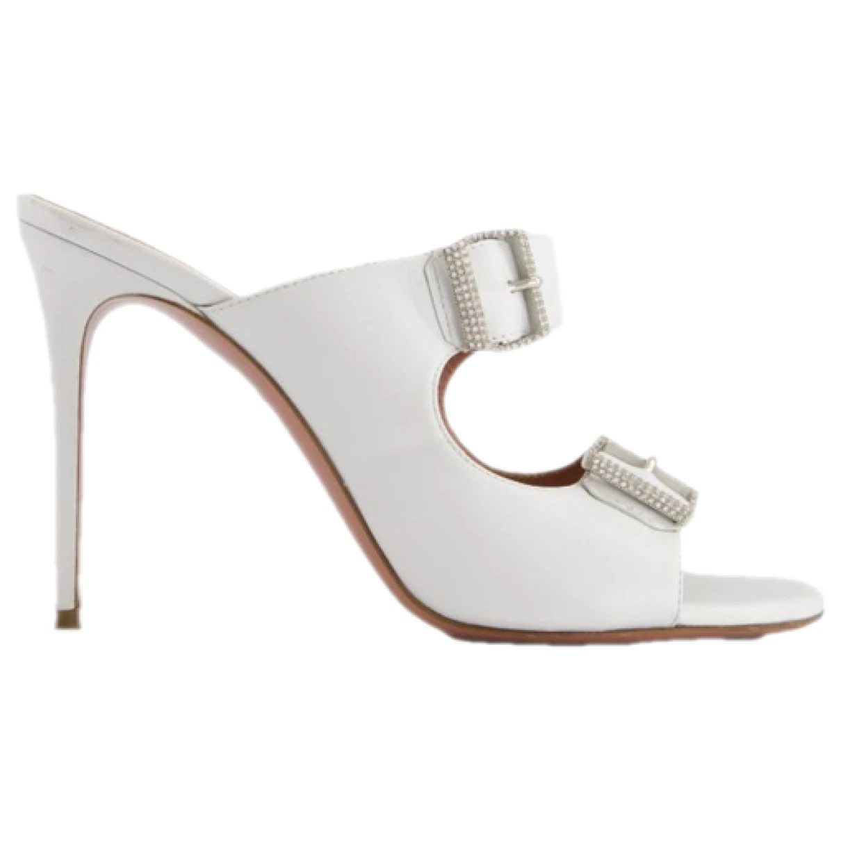 Pre-owned Amina Muaddi Leather Heels In White
