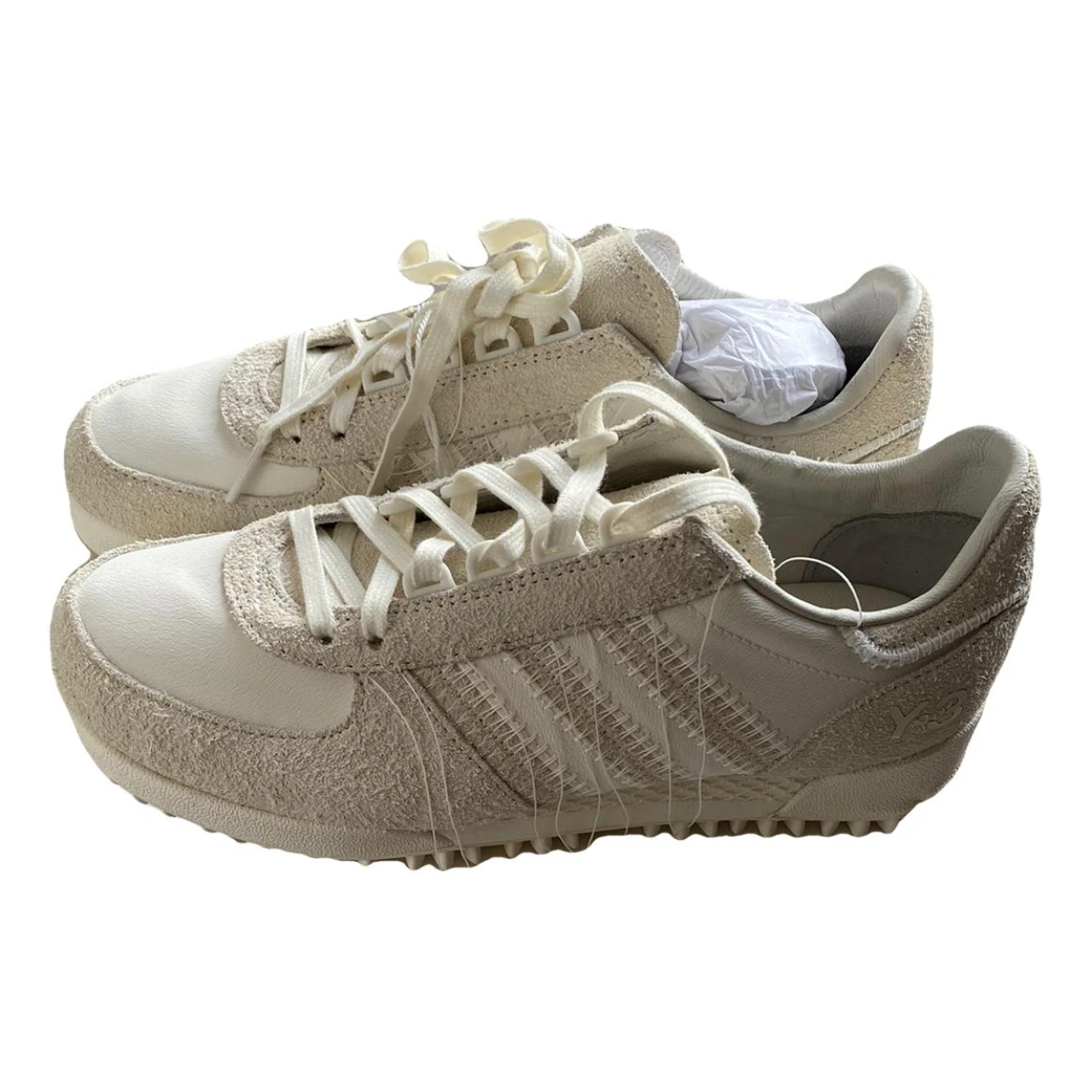 Pre-owned Y-3 Leather Trainers In Beige