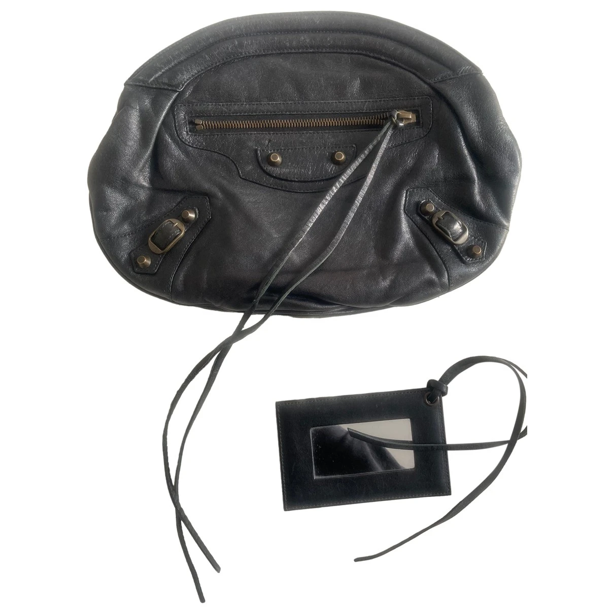 Pre-owned Balenciaga City Leather Clutch Bag In Black