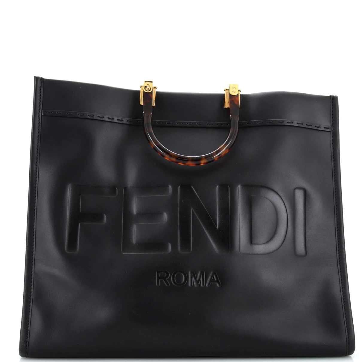 Pre-owned Fendi Leather Tote In Black