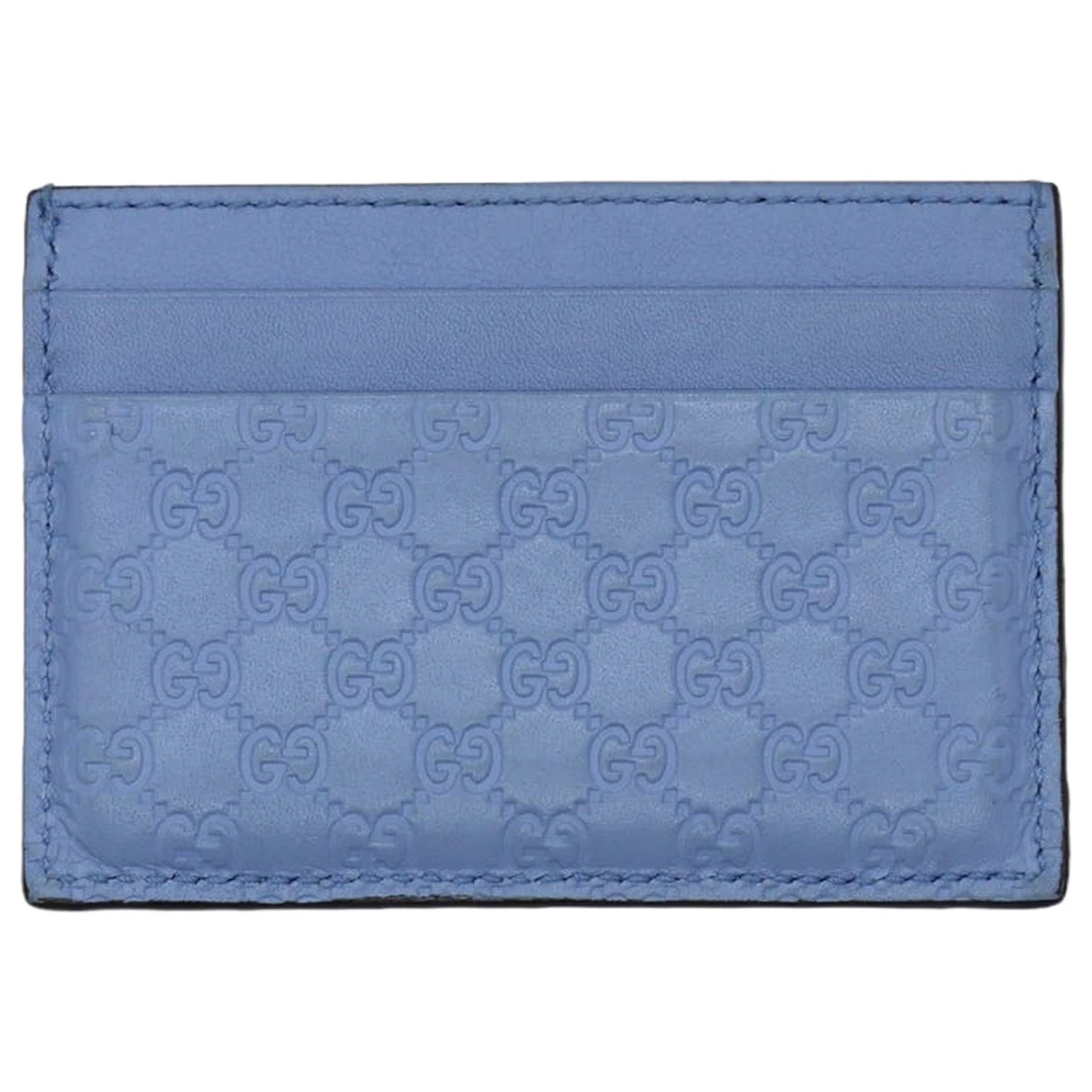 Pre-owned Gucci Leather Card Wallet In Blue