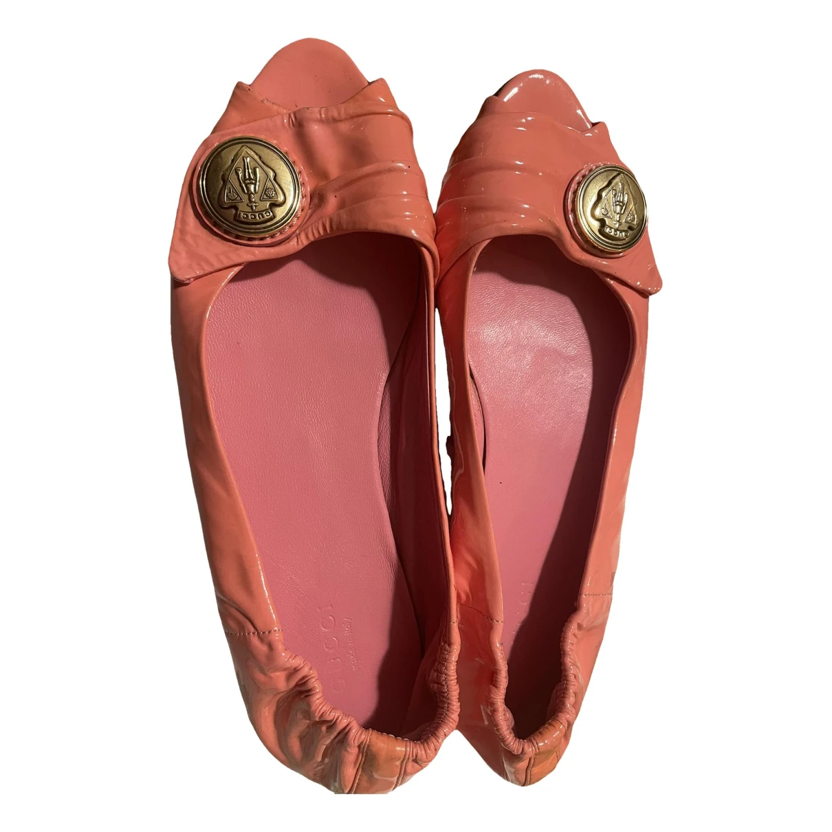 Pre-owned Gucci Patent Leather Ballet Flats In Pink