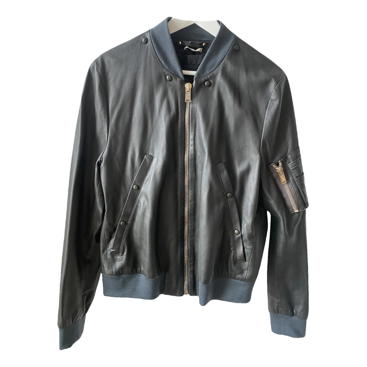 Pre-owned Paul Smith Leather Jacket In Khaki