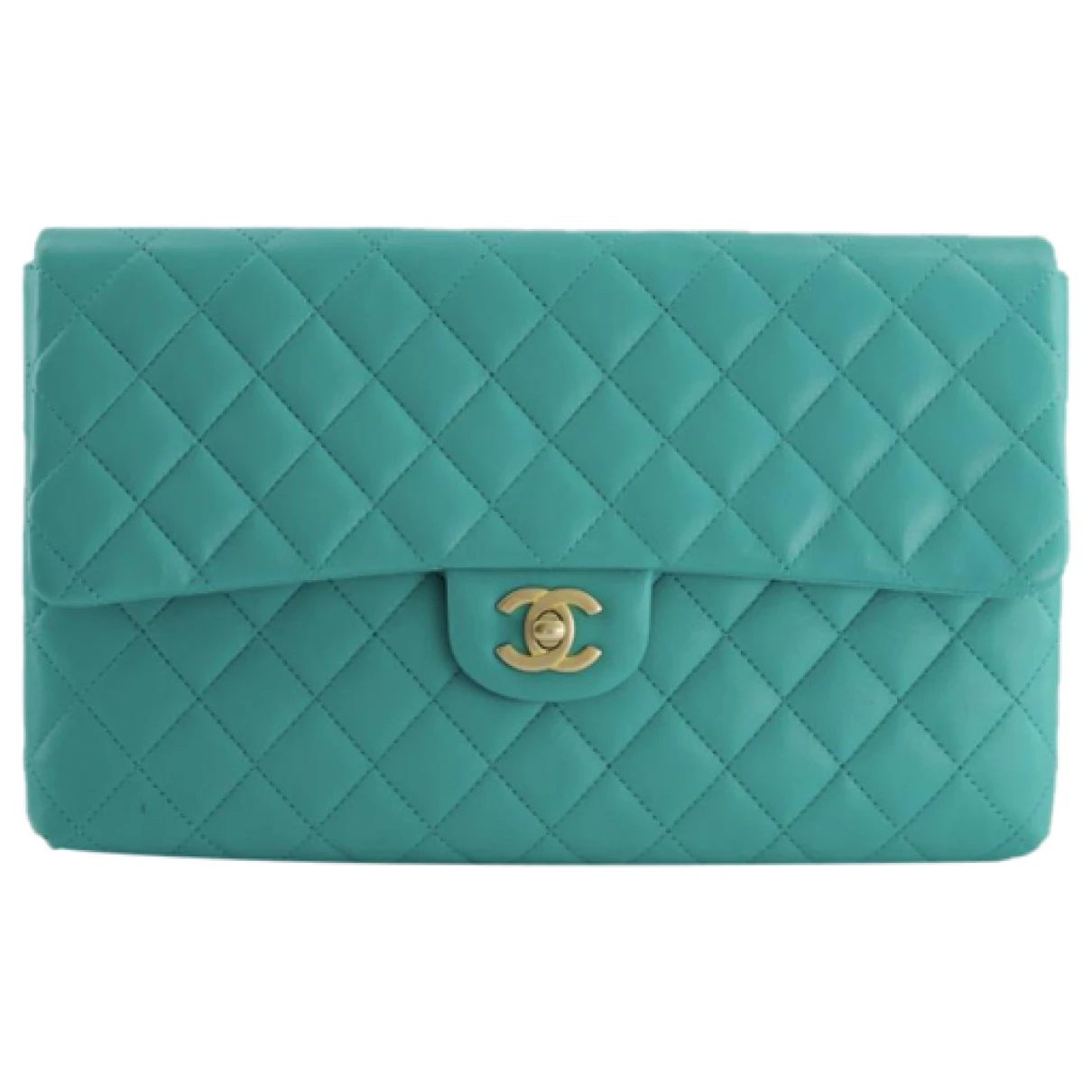 Pre-owned Chanel Timeless/classique Leather Clutch Bag In Blue
