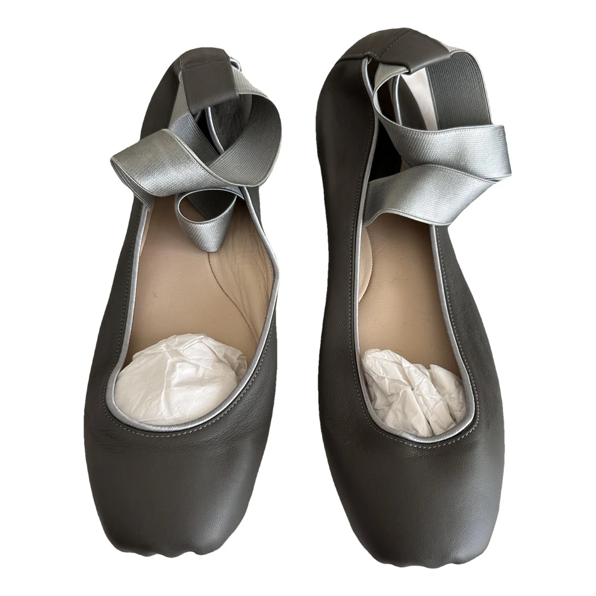 Pre-owned Chloé Leather Ballet Flats In Grey
