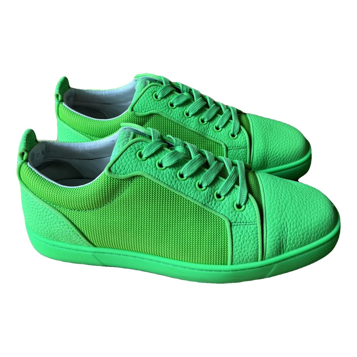 Pre-owned Christian Louboutin Louis Leather Low Trainers In Green
