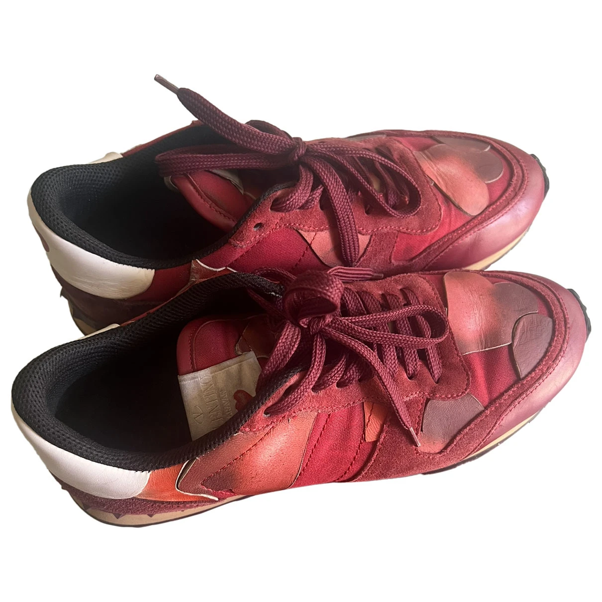Pre-owned Valentino Garavani Rockrunner Leather Trainers In Red