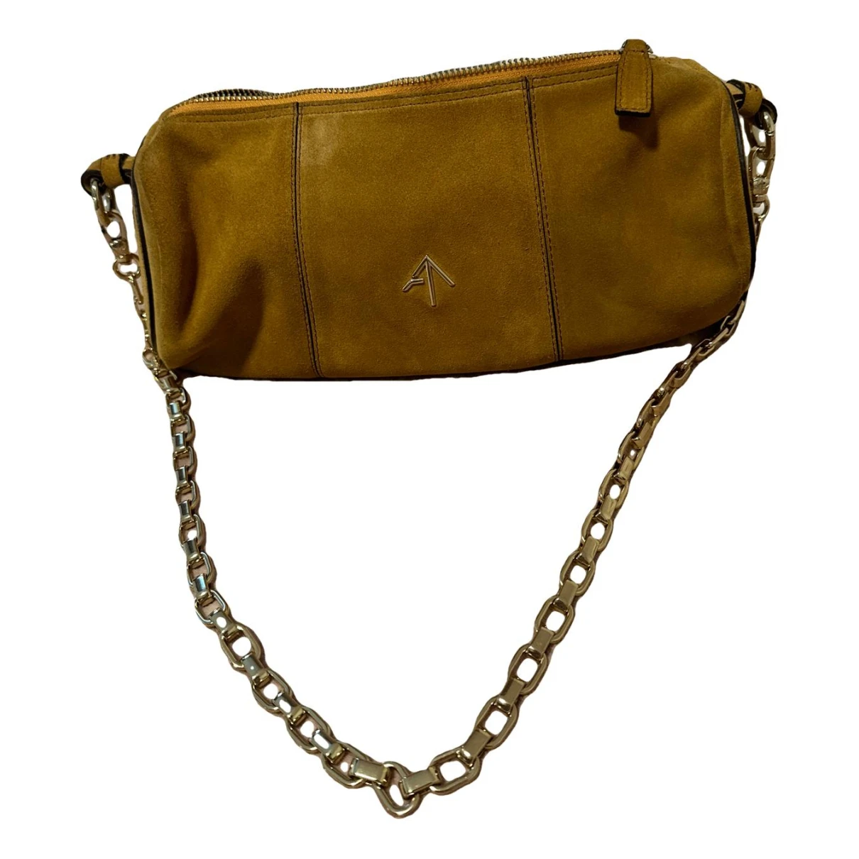 Pre-owned Manu Atelier Leather Clutch Bag In Camel
