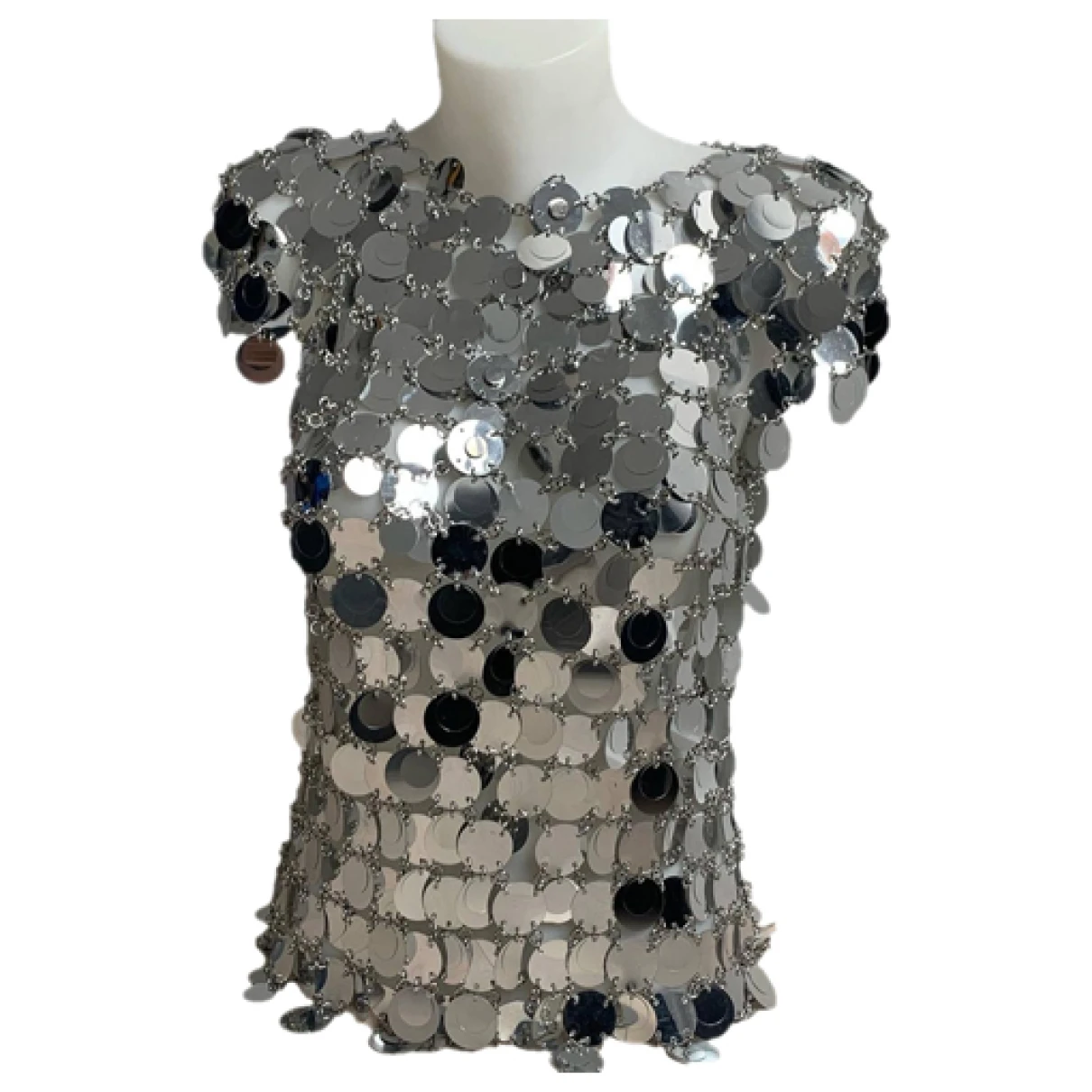 Pre-owned Paco Rabanne Glitter Top In Silver
