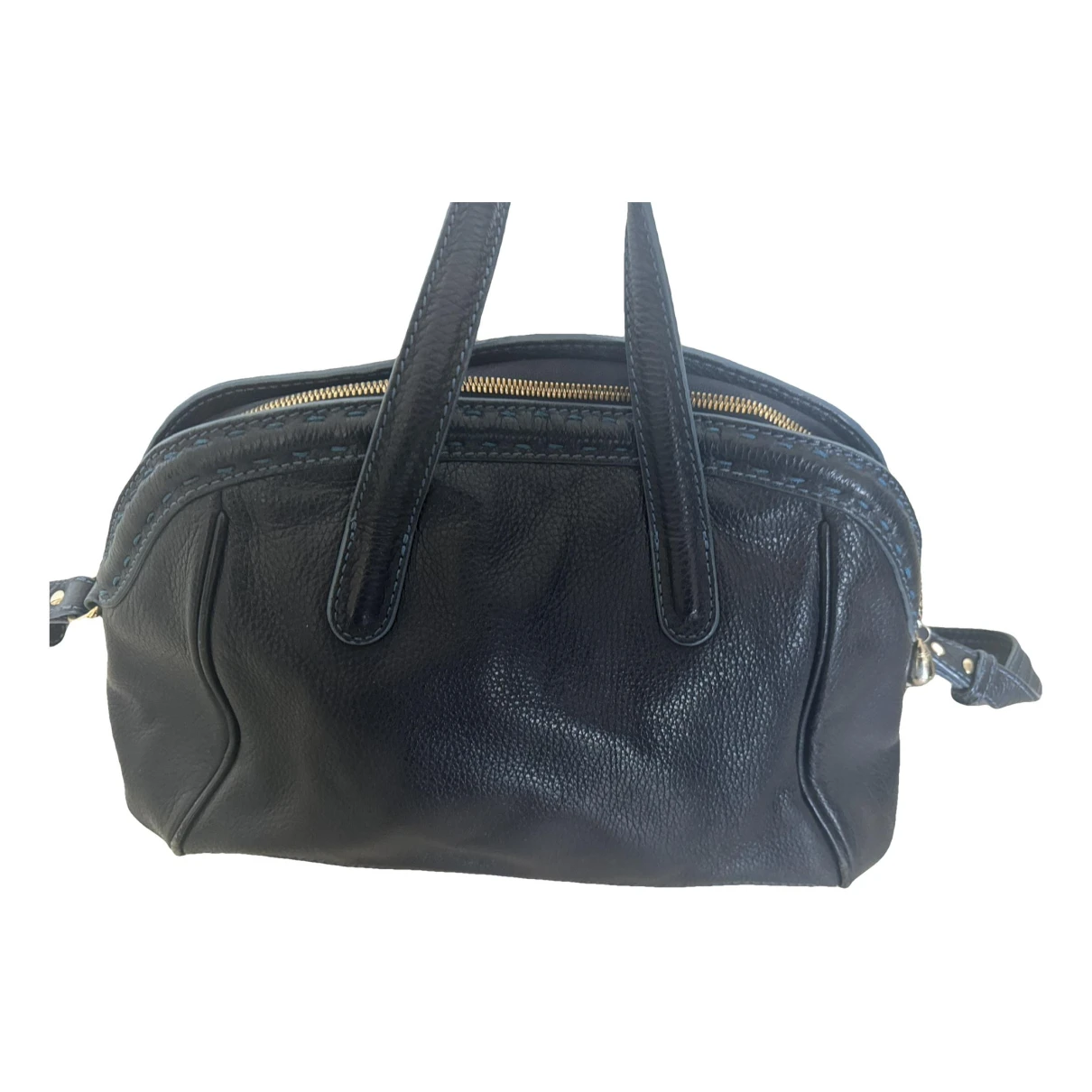 Pre-owned Lancel Solferino Leather Handbag In Blue