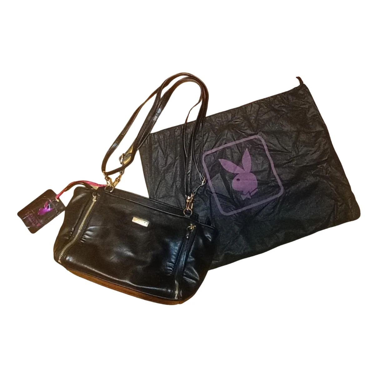 Pre-owned Playboy Leather Handbag In Black