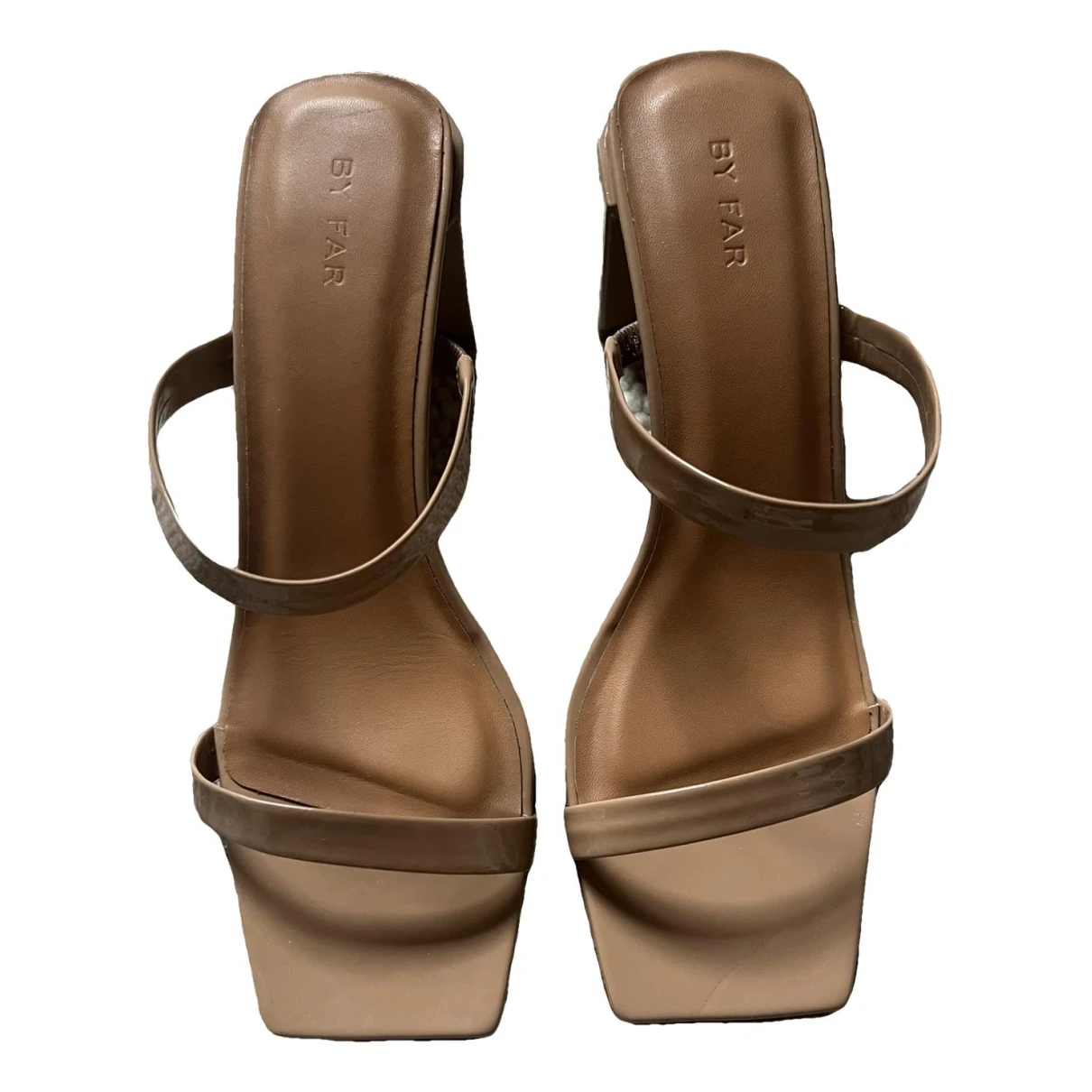 Pre-owned By Far Tanya Leather Sandal In Beige