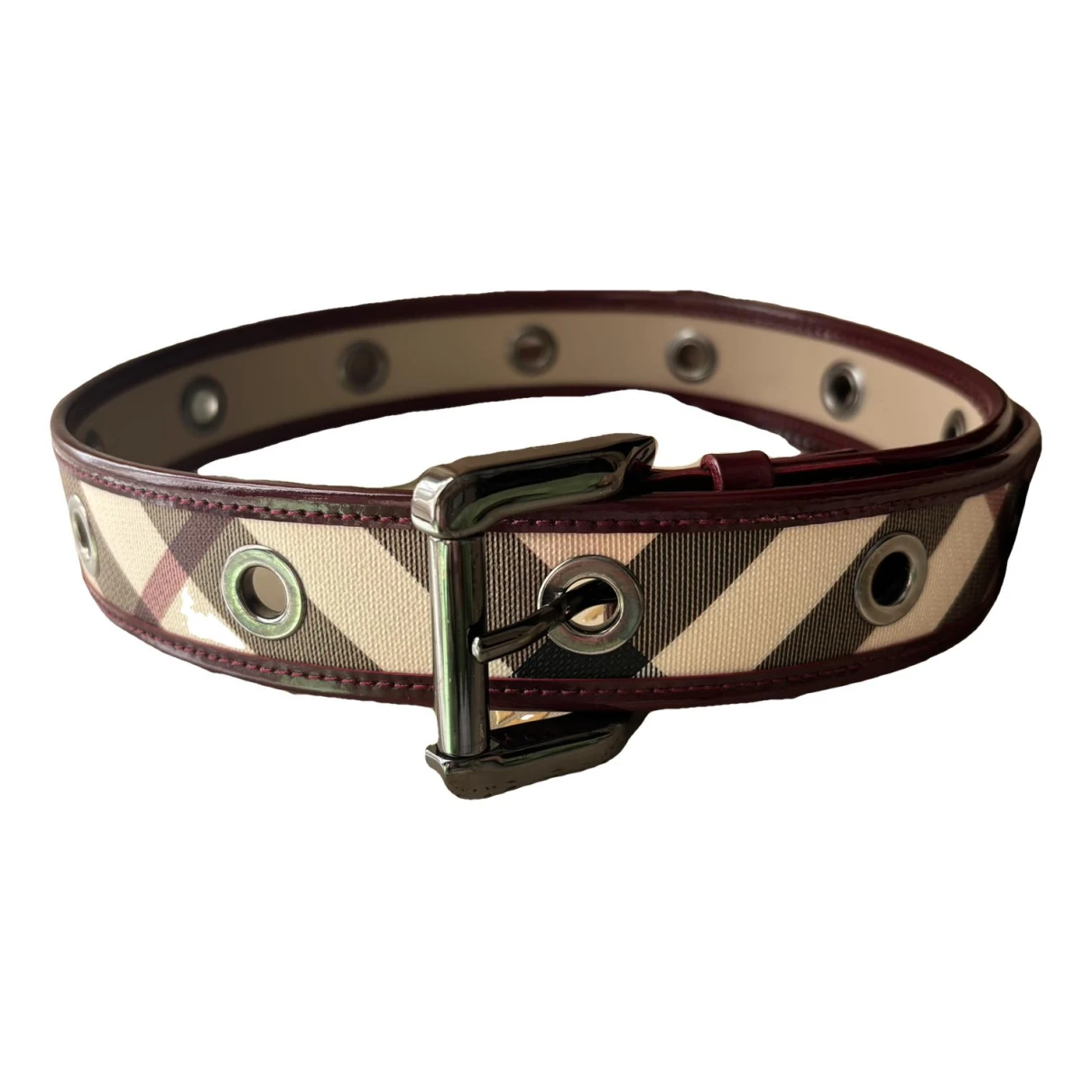 Pre-owned Burberry Leather Belt In Burgundy