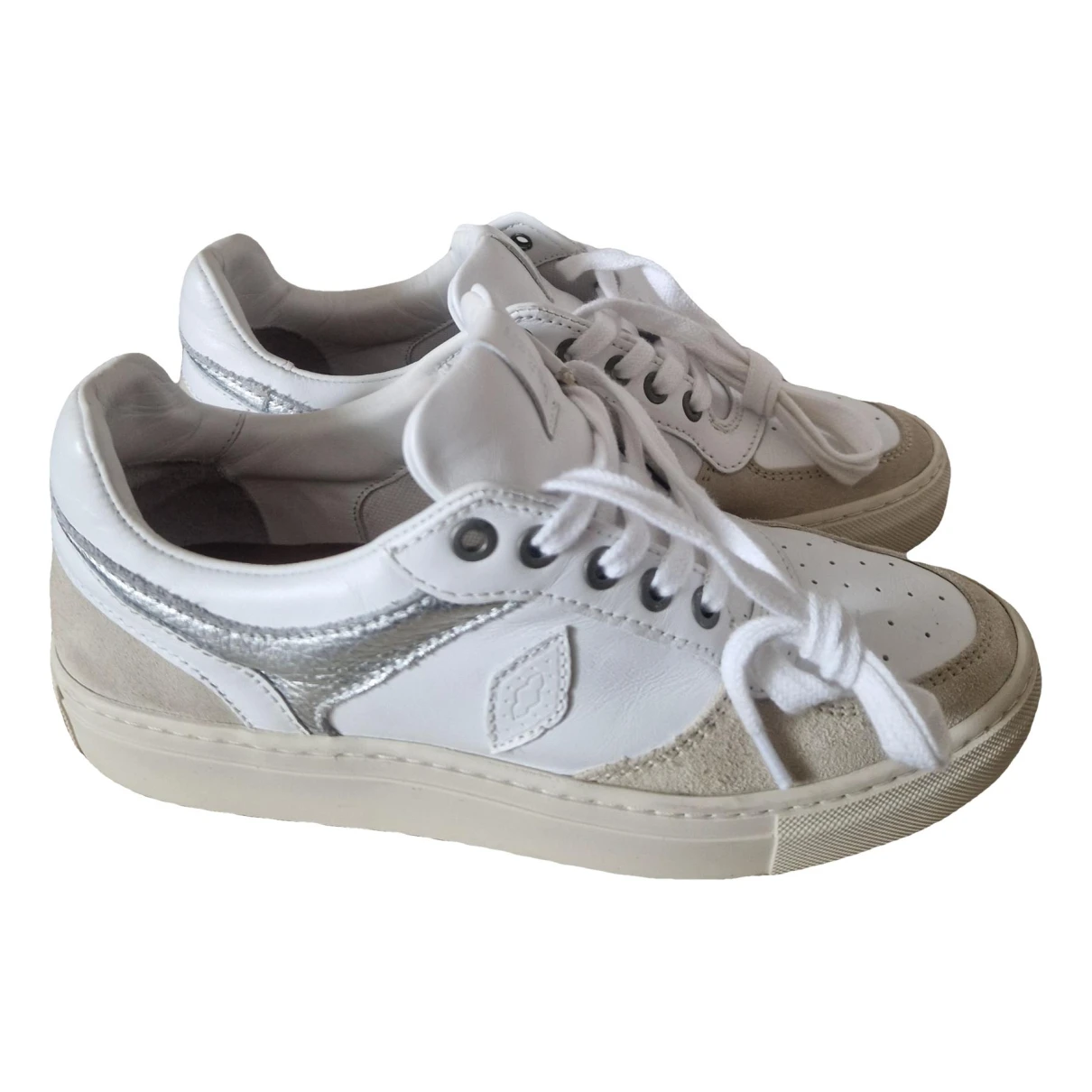 Pre-owned Ba&sh Leather Trainers In White