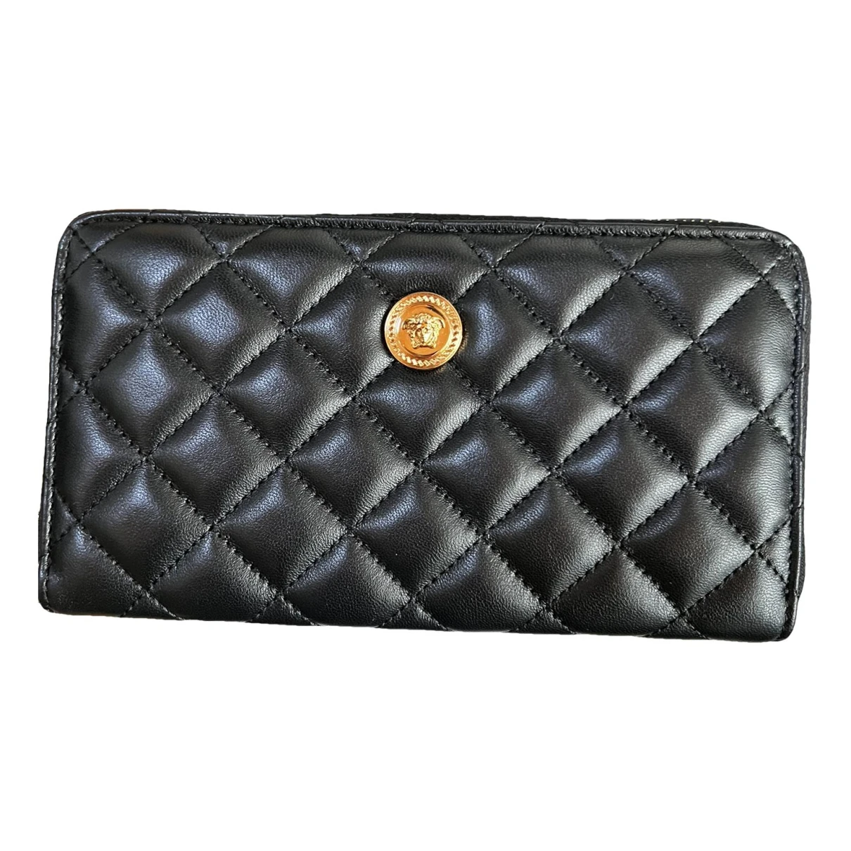 Pre-owned Versace Leather Wallet In Black