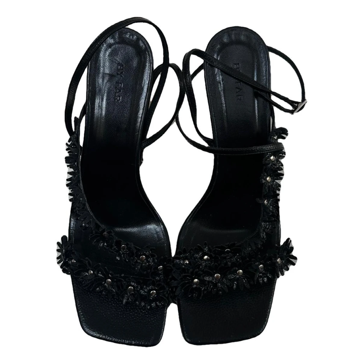 Pre-owned By Far Leather Sandal In Black
