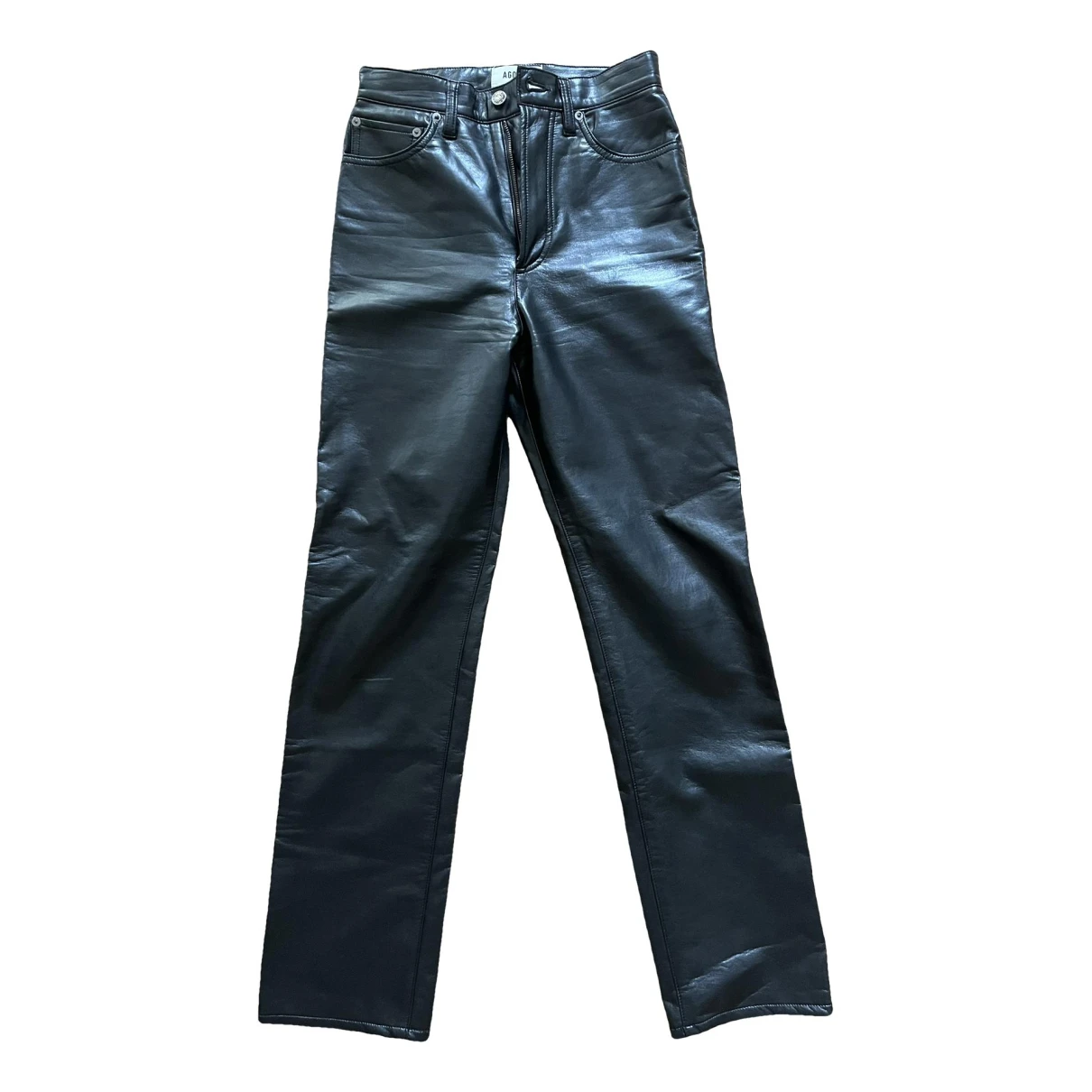 Pre-owned Agolde Leather Trousers In Black