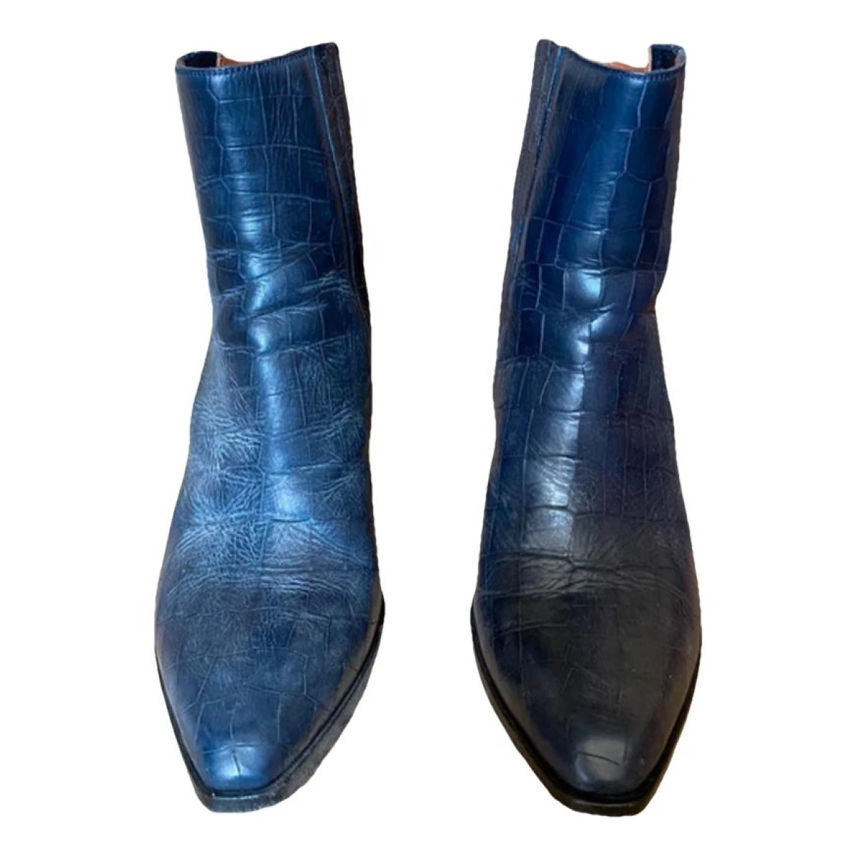 Pre-owned Sartore Leather Cowboy Boots In Blue