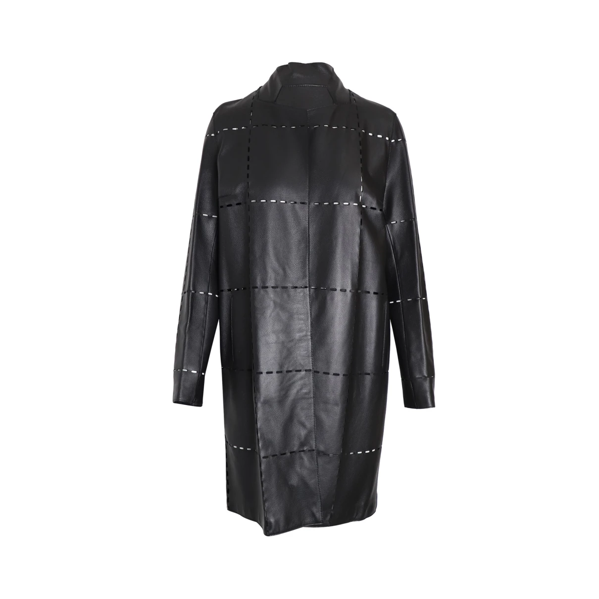 Pre-owned Escada Leather Coat In Black