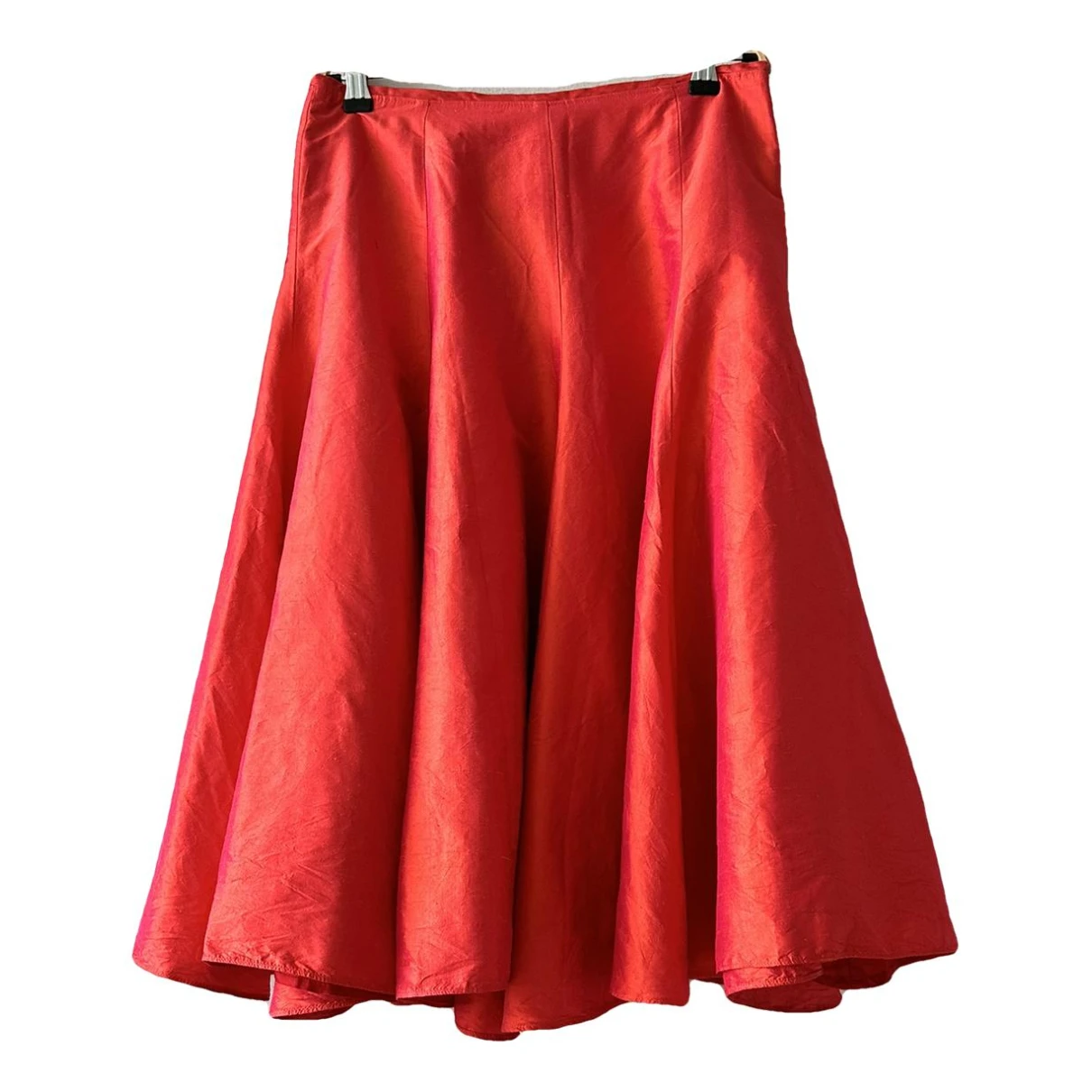 Pre-owned Tara Jarmon Silk Maxi Skirt In Orange