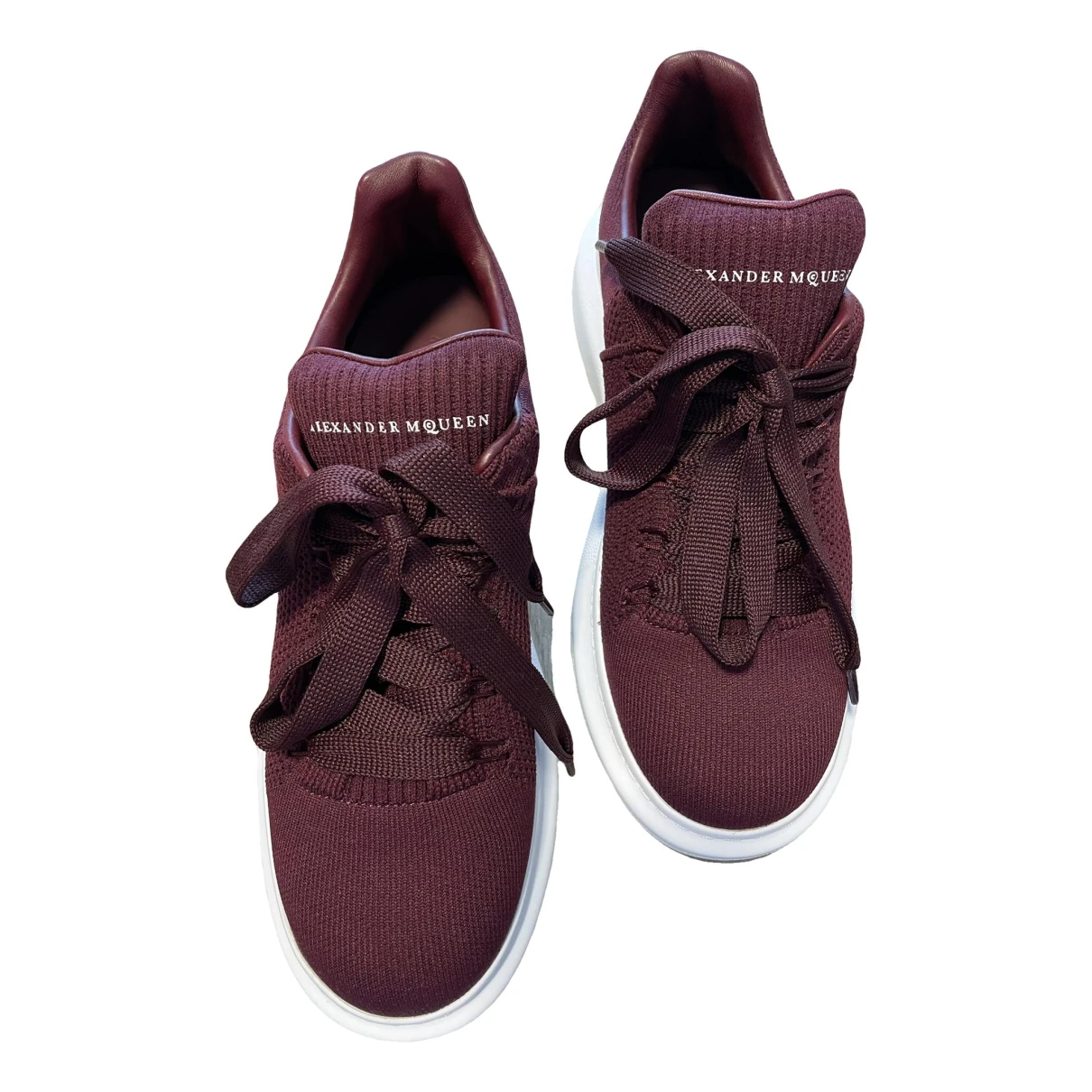 Pre-owned Alexander Mcqueen Cloth Trainers In Burgundy