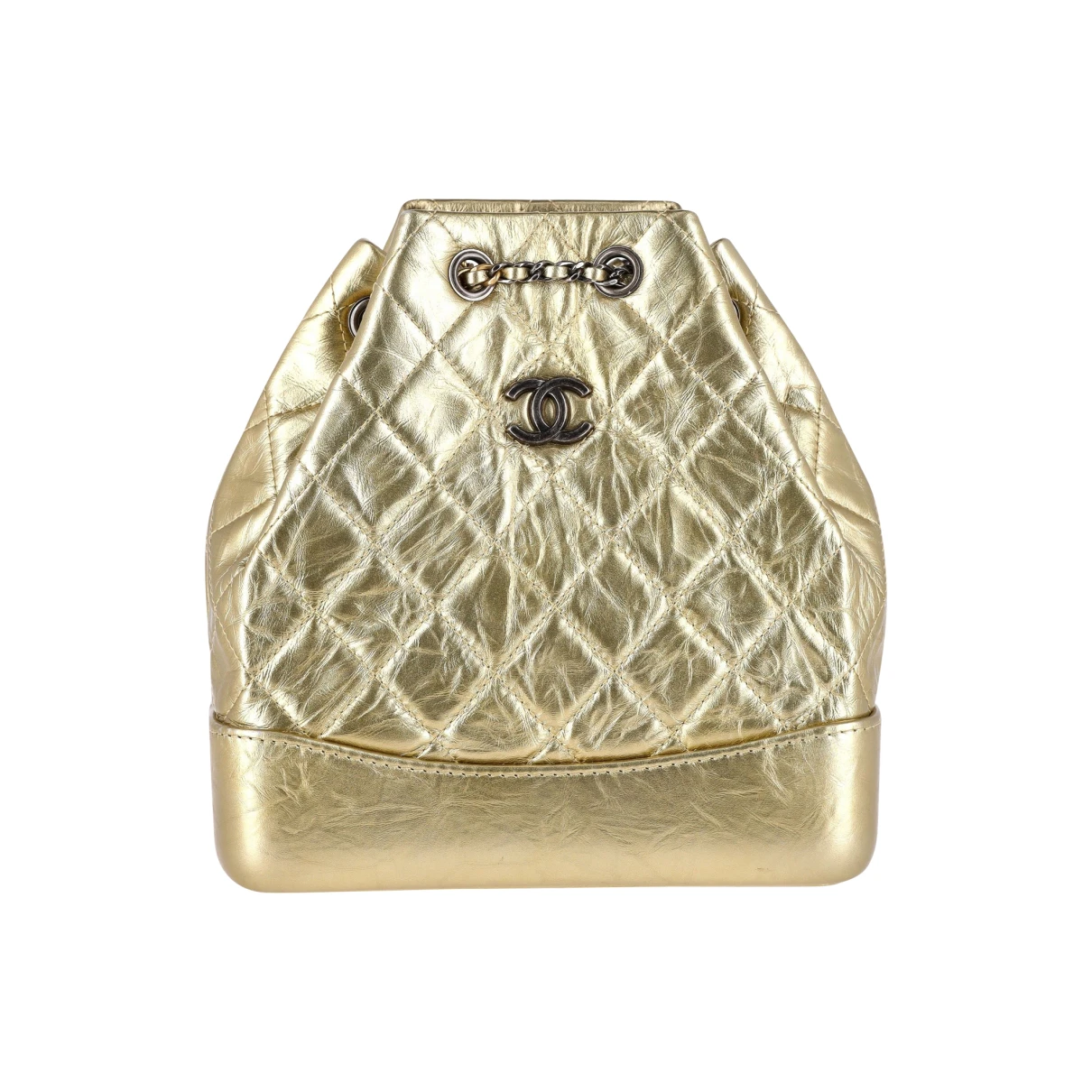 Pre-owned Chanel Leather Backpack In Gold