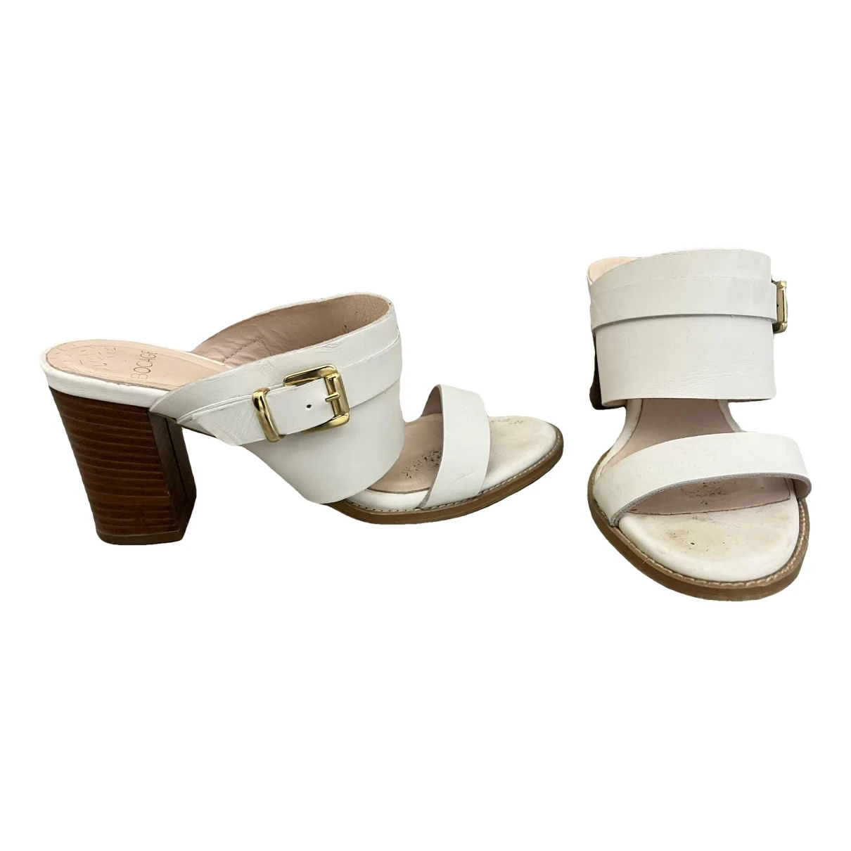 Pre-owned Bocage Leather Mules In White