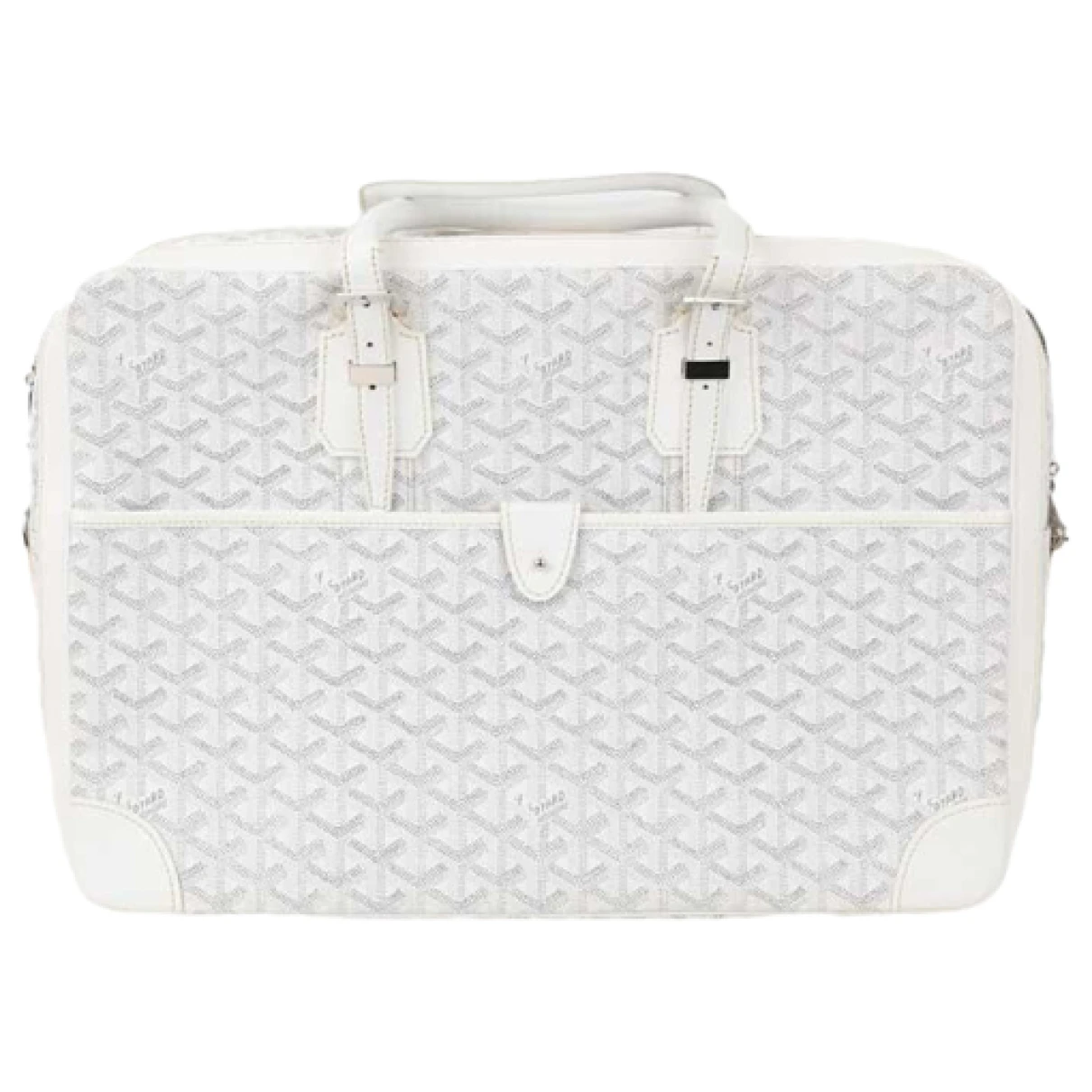 Pre-owned Goyard Leather Travel Bag In White