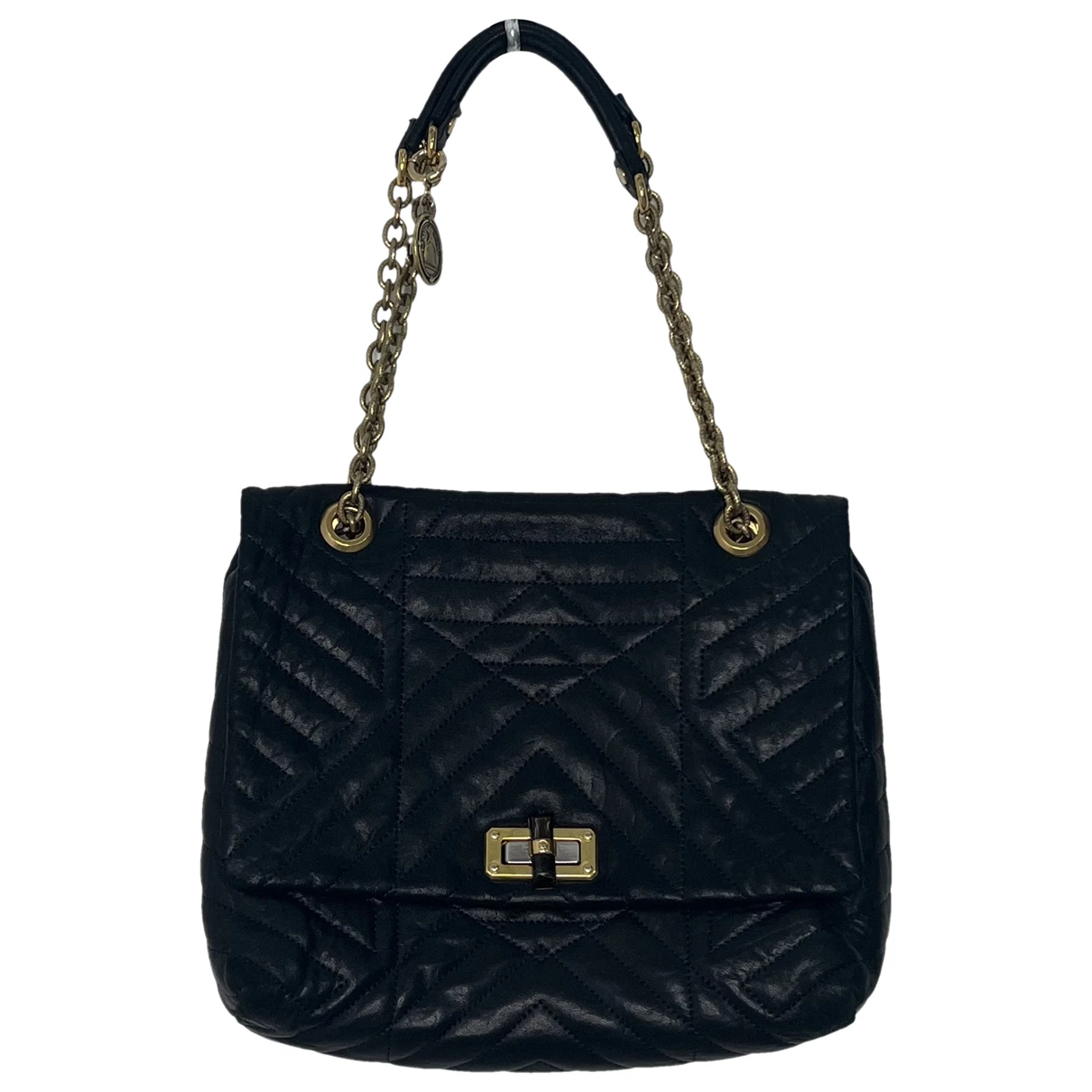 Pre-owned Lanvin Happy Leather Handbag In Black