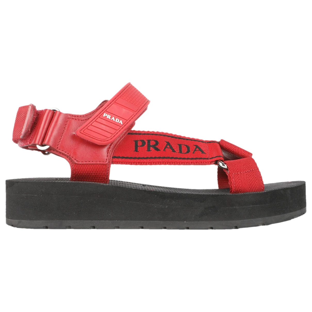 Pre-owned Prada Cloth Sandal In Red