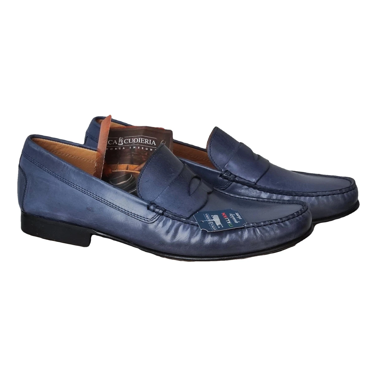 Pre-owned Linea Pelle Leather Flats In Blue