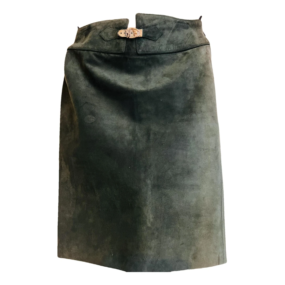 Pre-owned Gucci Leather Mid-length Skirt In Green