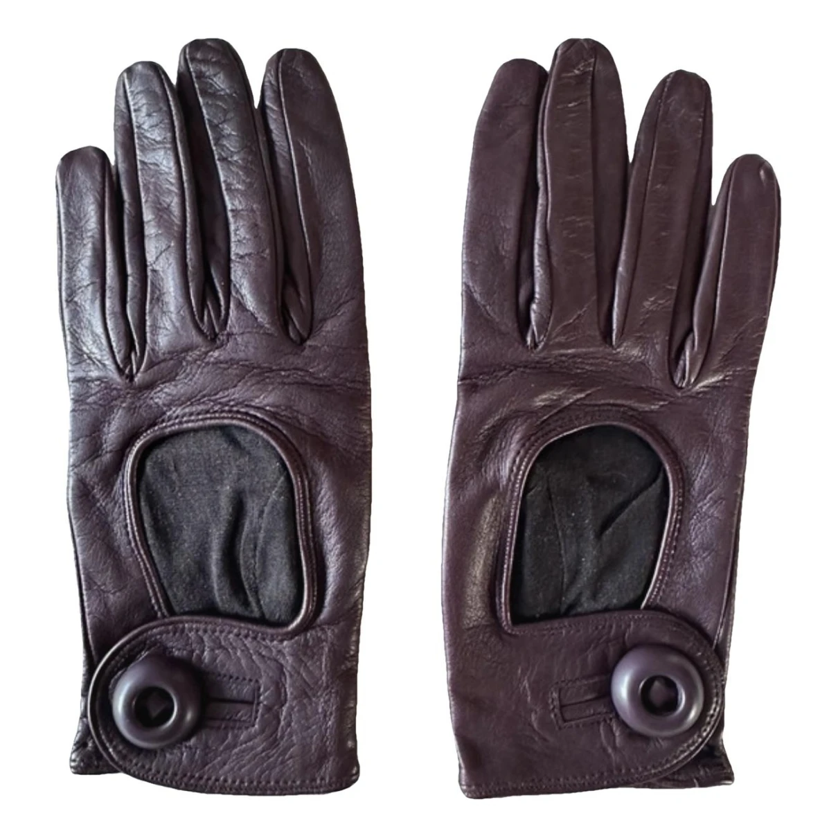 Pre-owned Prada Leather Gloves In Burgundy
