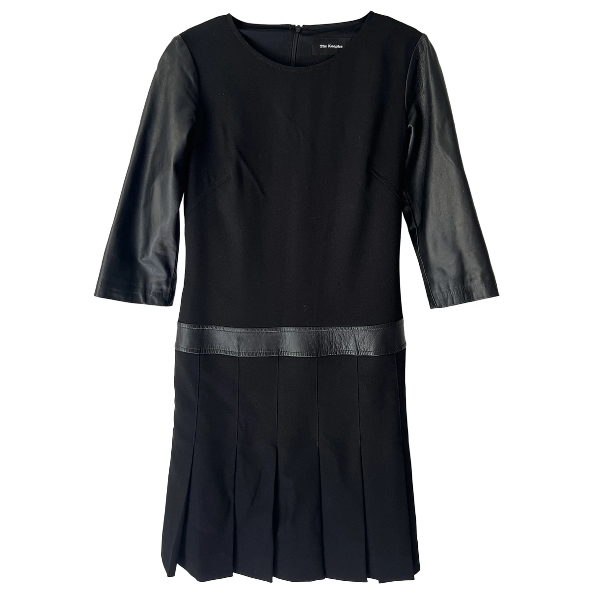 Pre-owned The Kooples Leather Mid-length Dress In Black